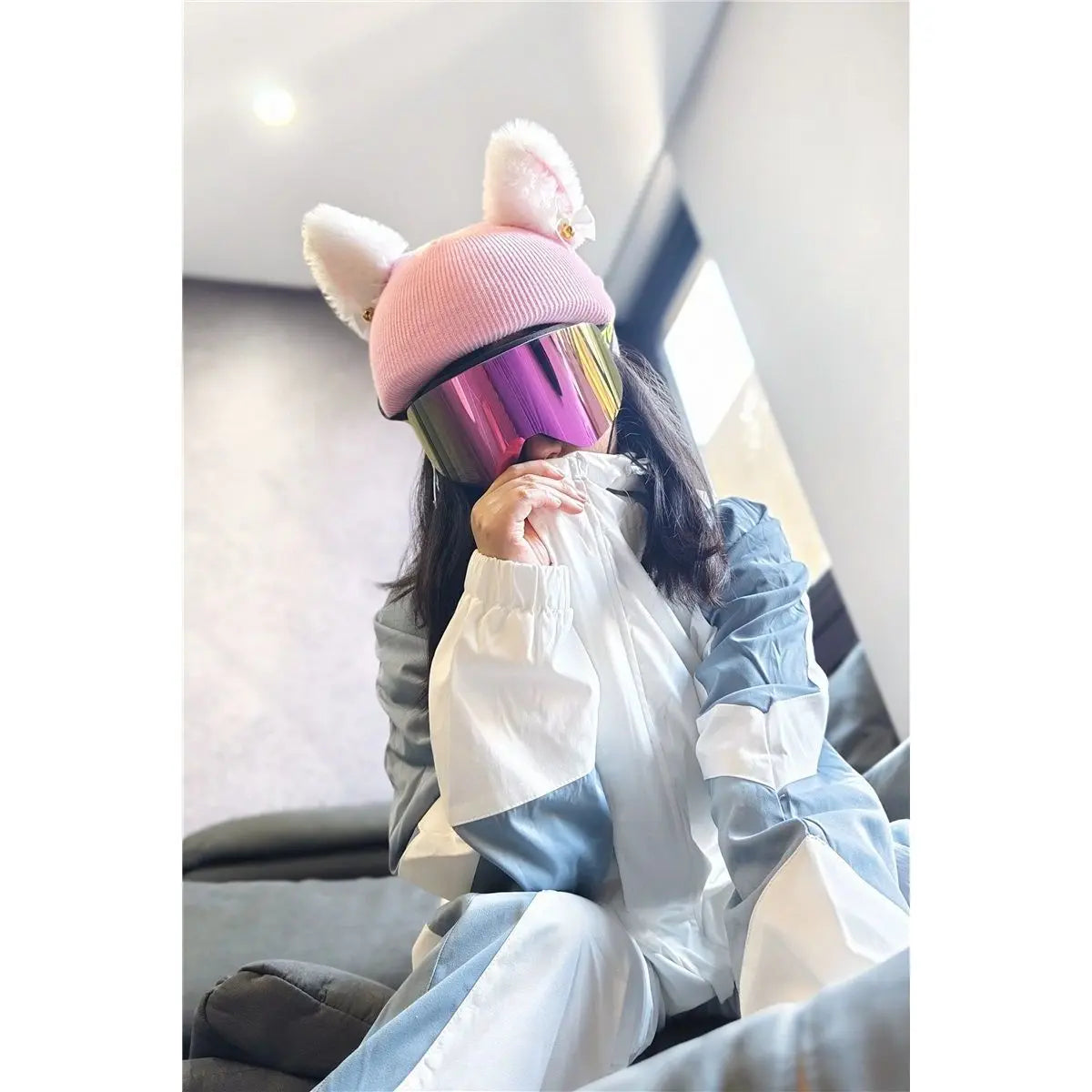 Ski Helmet Cover Cat Ears Rabbit Ears Funny Single and Double Board Warm Ski Helmet Cover for Men and Women