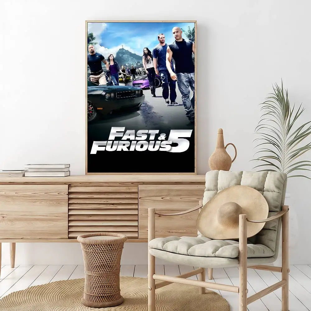 Fast And Furious Movie Whitepaper Poster HD Quality Poster Wall Art Painting Study Room Wall Decor