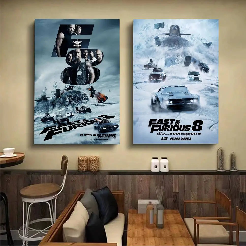 Fast And Furious Movie Whitepaper Poster HD Quality Poster Wall Art Painting Study Room Wall Decor