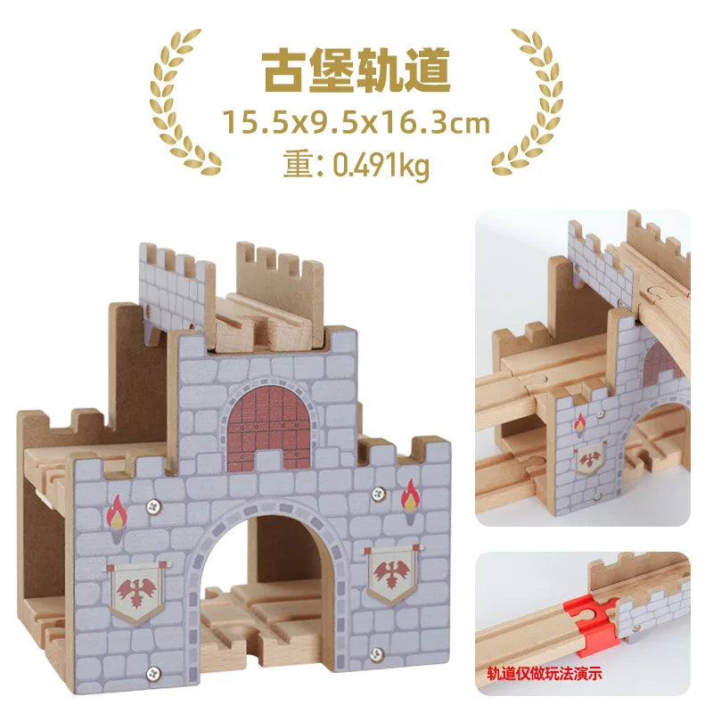Wooden Train Track Accessories Tower Crane Compatible with Thomas Brio Track All Major Brand Railway Track