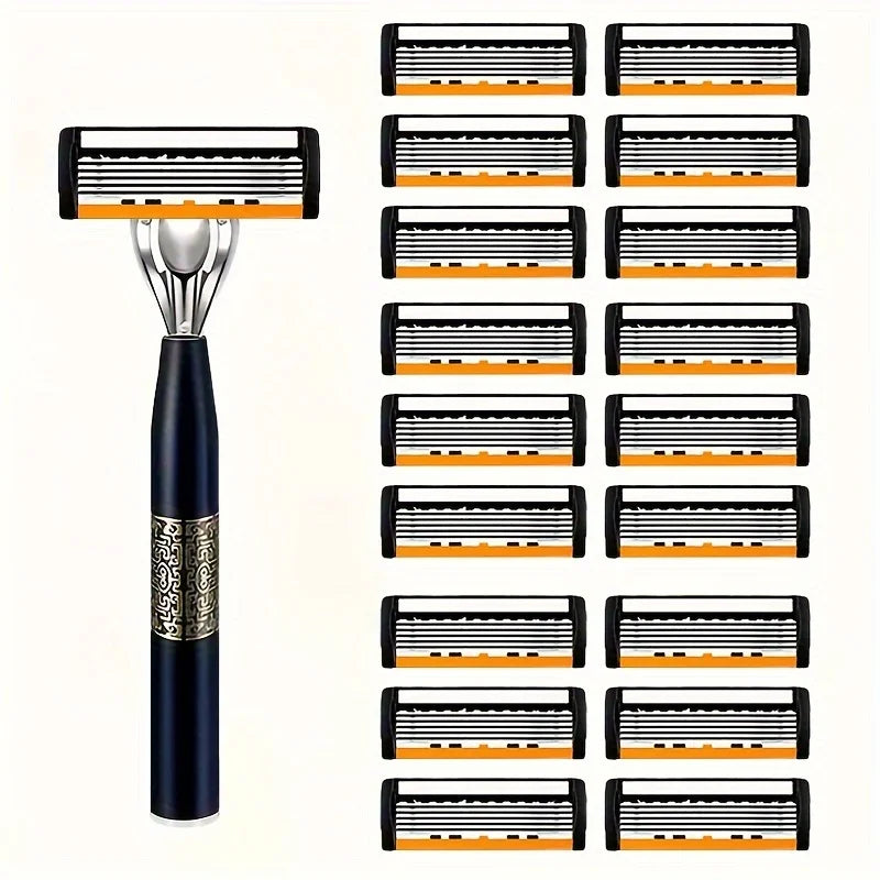 6-Layer Safety Razor Stainless Steel Progressive Blade Easy to Shave Men's Shaving and Women's Hair Removal Shaving Tools