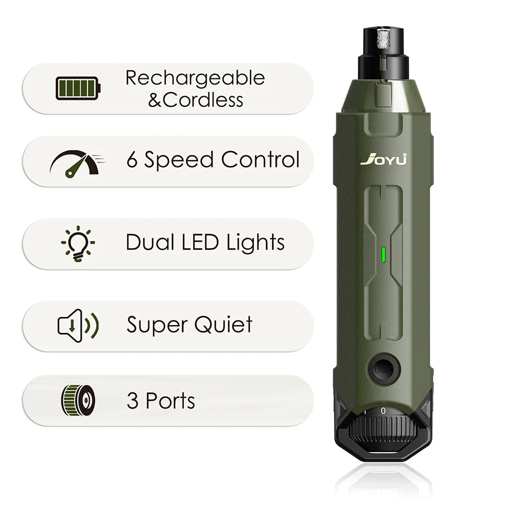 Premium 6-Speed Dog Nail Grinder - Rechargeable Electric Trimmer