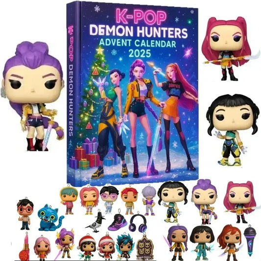 #% Kpop Demon Hunters Advent Calendar Huntrix Rumi Mira Zoey SAJA Boys Derpy Tiger New Year's Decor Christmas Countdown Toys