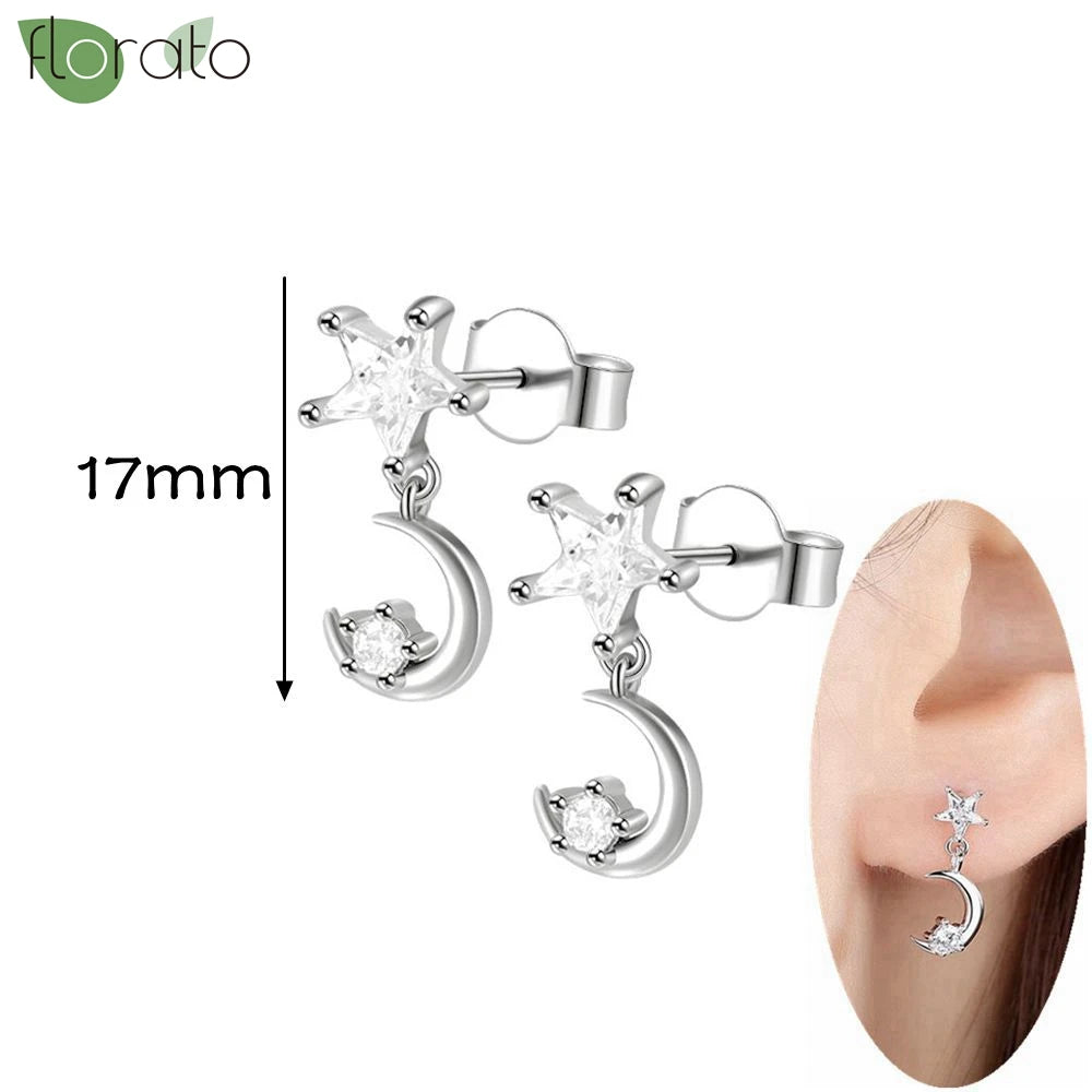 925 Silver Needle Exquisite Zircon Small Earrings Fashion Stud Earrings for Women Anti Allergy Cartilage Puncture Jewelry Gift