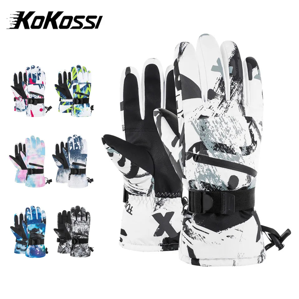 KoKossi Winter Fleece Thermal Ski Snowboard Gloves Windproof Warm Snow Sports Riding Gloves Waterproof Touch Screen Gloves