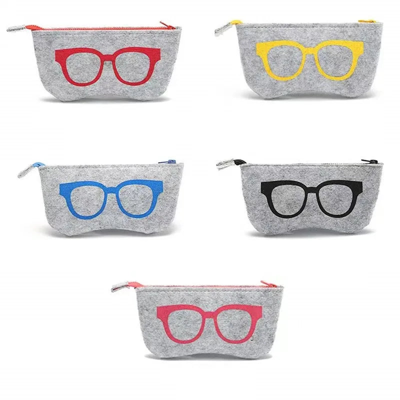 1pc Chic Soft Felt Glasses Pouch,Colorful Eye Design, Portable,Durable Fashion Glasses Case with Zipper Closure for Men & Women