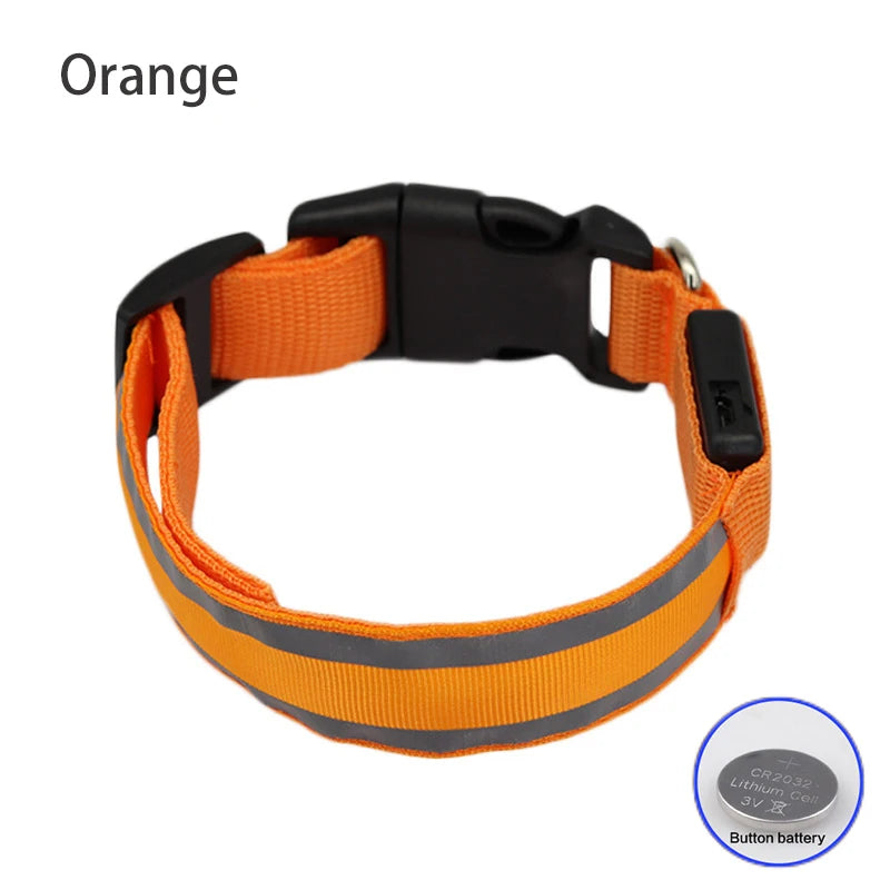 Premium Rechargeable LED Dog Collar - USB & Battery Night Safety Light