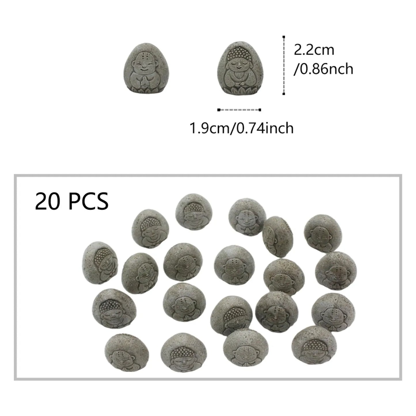 20pcs Mini Flower Pot Decor Randomized Buddha Statue Resin Ornaments Decor Small Garden Courtyard Paving Stone Sculptures Decor