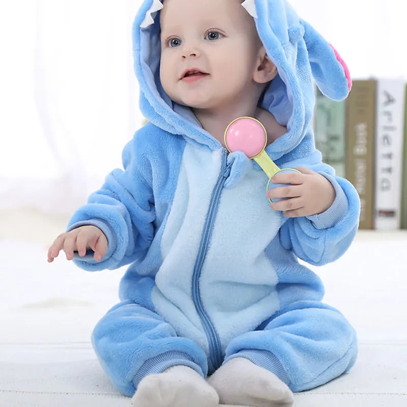 Premium Animal Kigurumi Baby Romper - Winter Flannel Costume Jumpsuit