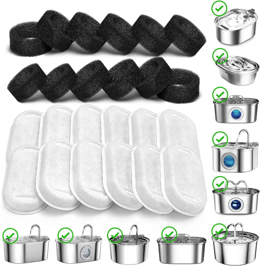 12/24Pcs Pet Water Dispenser Filter Cat Water Fountain Filter Drinking Fountain Filter Cycle Filtering Easy To Clean