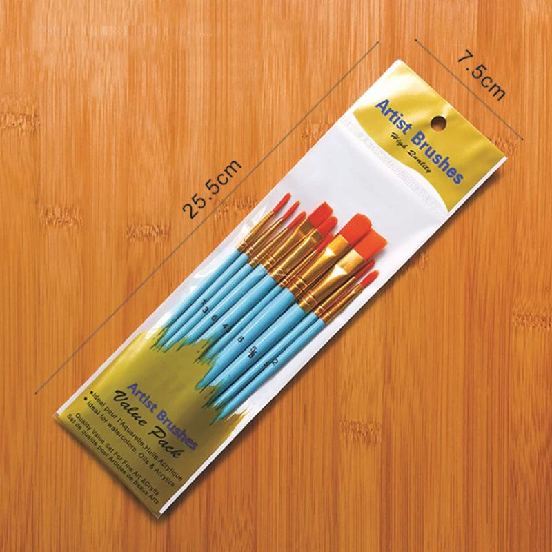 10pc Paint Brushe Set Nylon Painting Brush Short Rod Oil Acrylic Brush Watercolor Pen High Quality Professional Art Supplies
