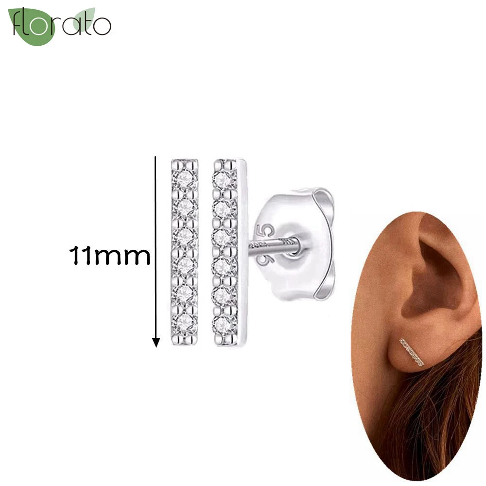925 Silver Needle Exquisite Zircon Small Earrings Fashion Stud Earrings for Women Anti Allergy Cartilage Puncture Jewelry Gift