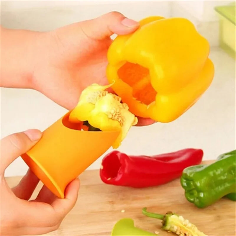 2-in-1 Pepper Corer & Seed Remover - Chili, Bell & Jalapeno Slicer Tool