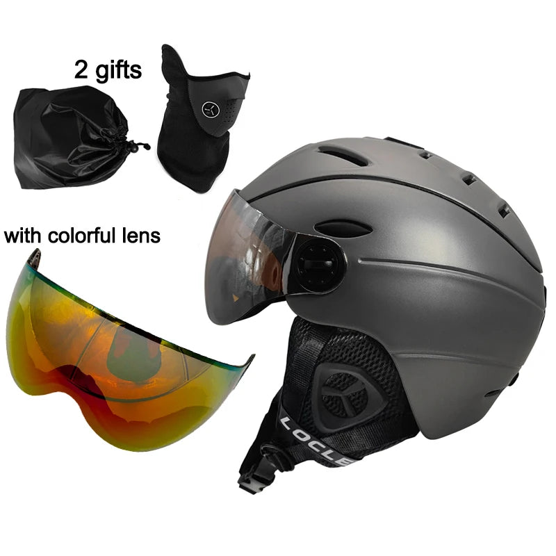 LOCLE Goggles Skiing Helmet Visor Men Women IN-MOLD CE Certificate Outdoor Sports Snow Snowboard Helmet Skateboard