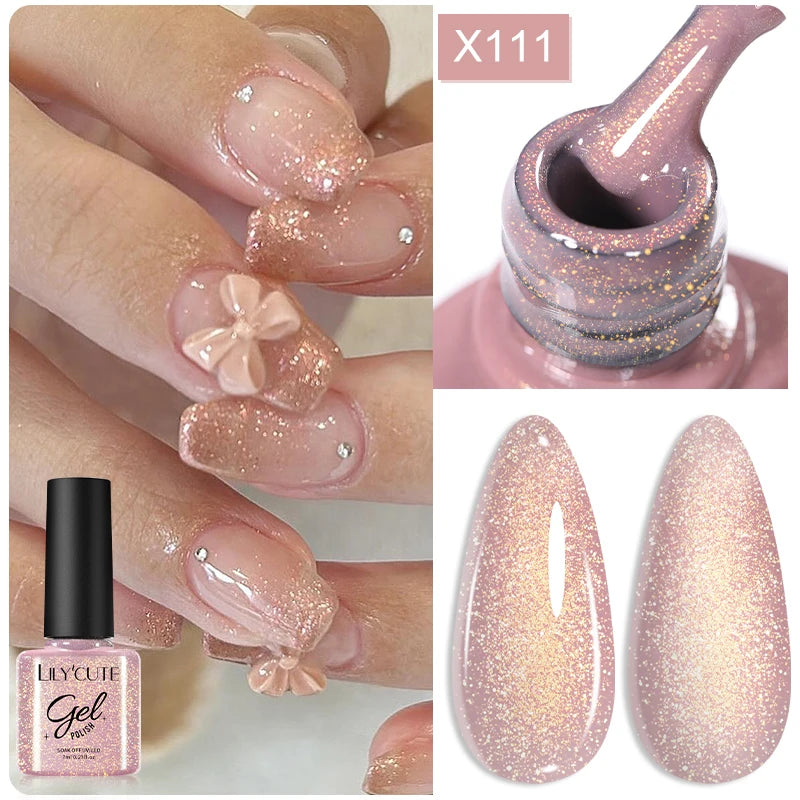LILYCUTE Reflective Glitter Gel Nail Polish - 5ml Sparkling Liner