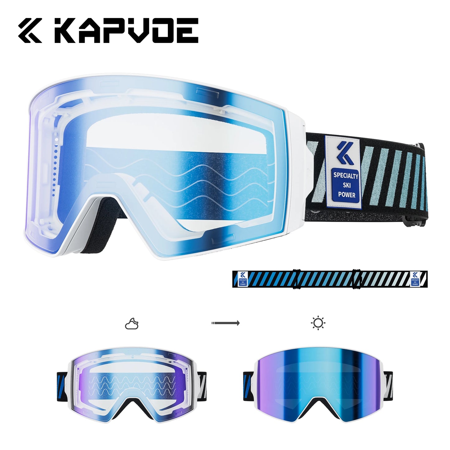 Kapvoe Snow Goggles Ski Sunglasses Snowboarding Mask Men Women Anti-Fog Lens Kit UV400 Protection Snowmobile Glasses Motorcycle