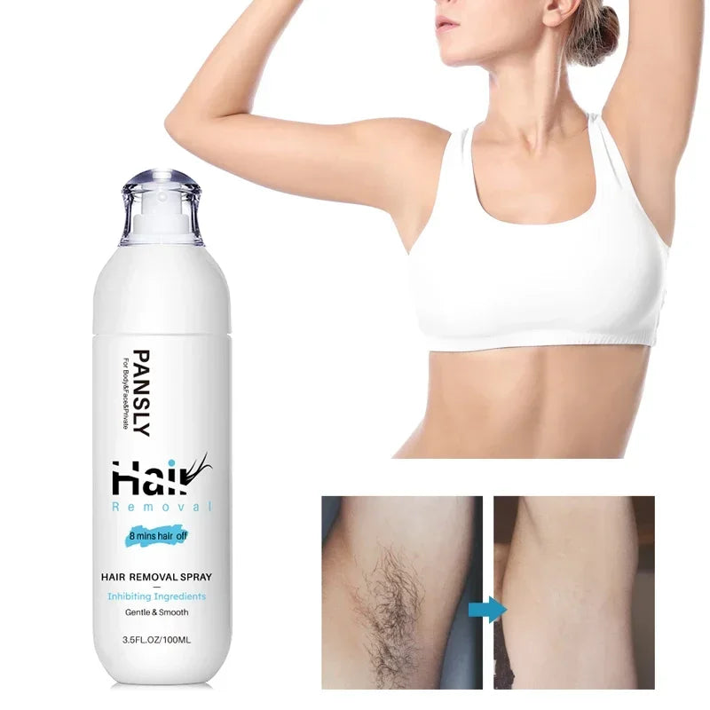 Hair Removal Spray Hair Growth Inhibitor Spray Painless Hair Reduction Permanently Inhibits Hair Growth Skin Silky Smooth 100ML