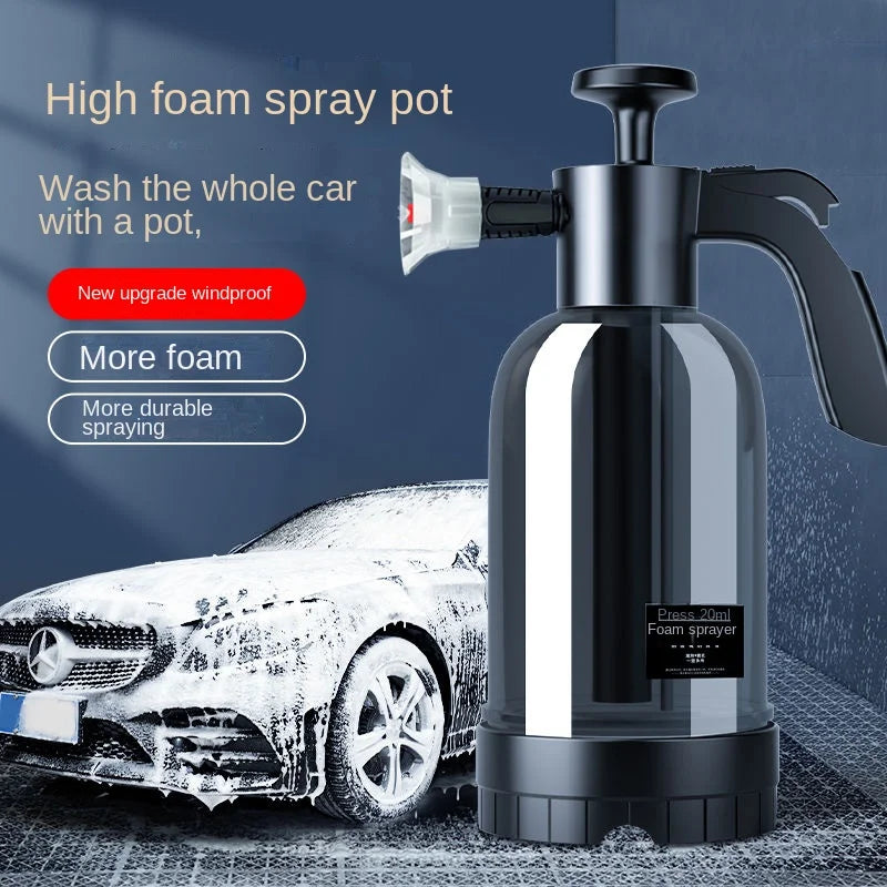 2L Hand Pump Foam Sprayer - Professional Car Wash Kit with 3 Nozzle Types