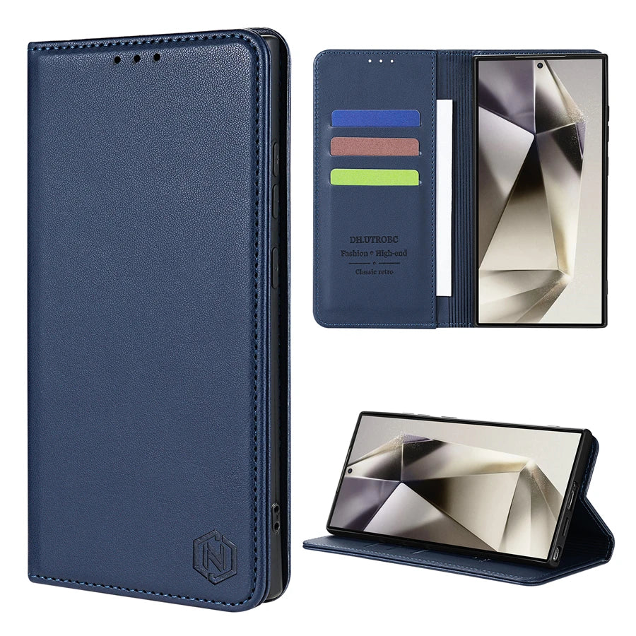 Premium Magnetic Wallet Case - Leather Flip Cover for Samsung Galaxy