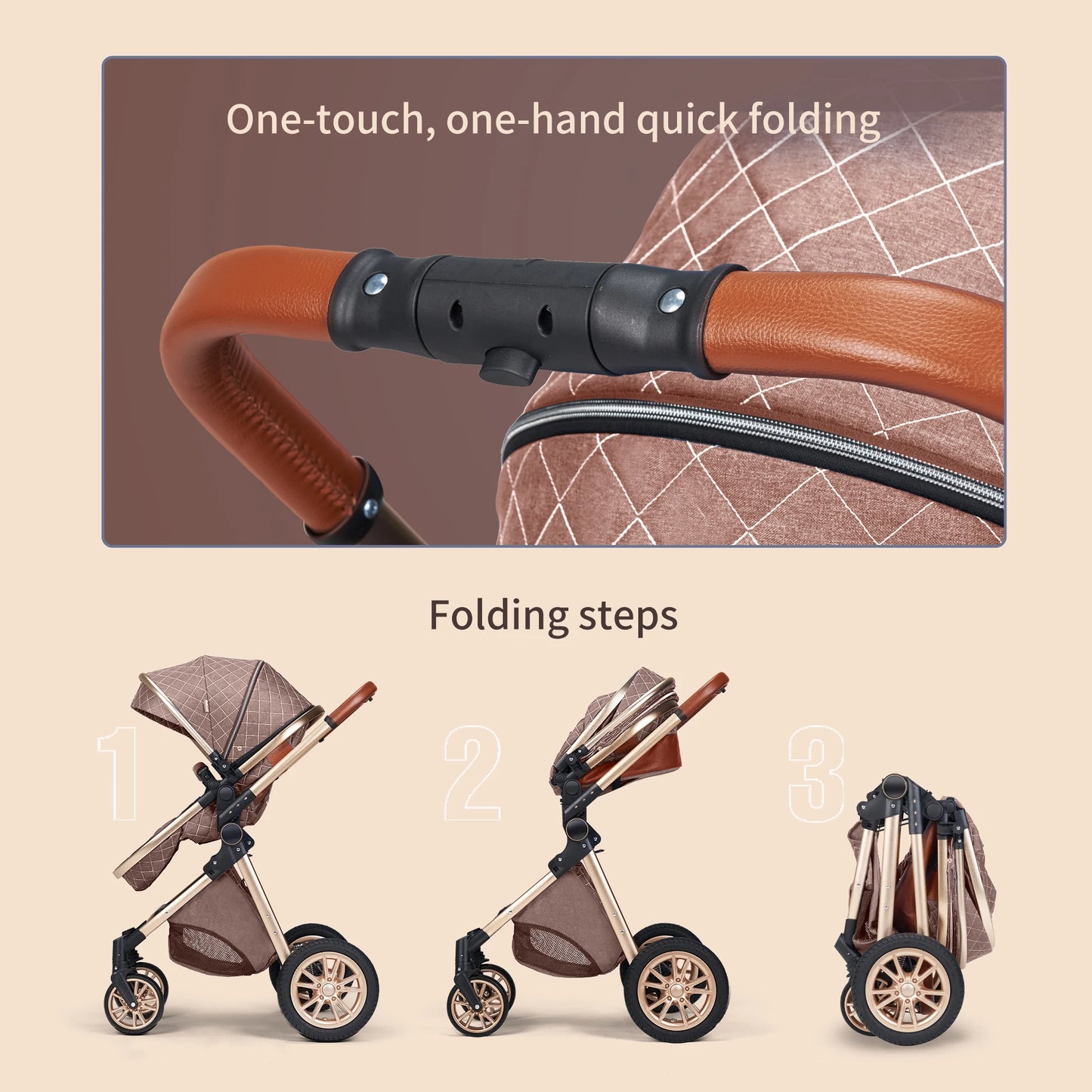 Premium 3-in-1 Luxury Baby Stroller - High Landscape Reversible Pram