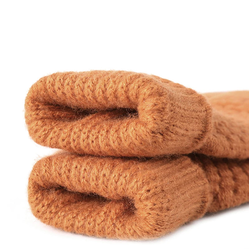 1Pair Winter Touch Screen Gloves Women Men Warm Stretch Knit Mittens Imitation Wool Full Finger Mountaineering Gloves