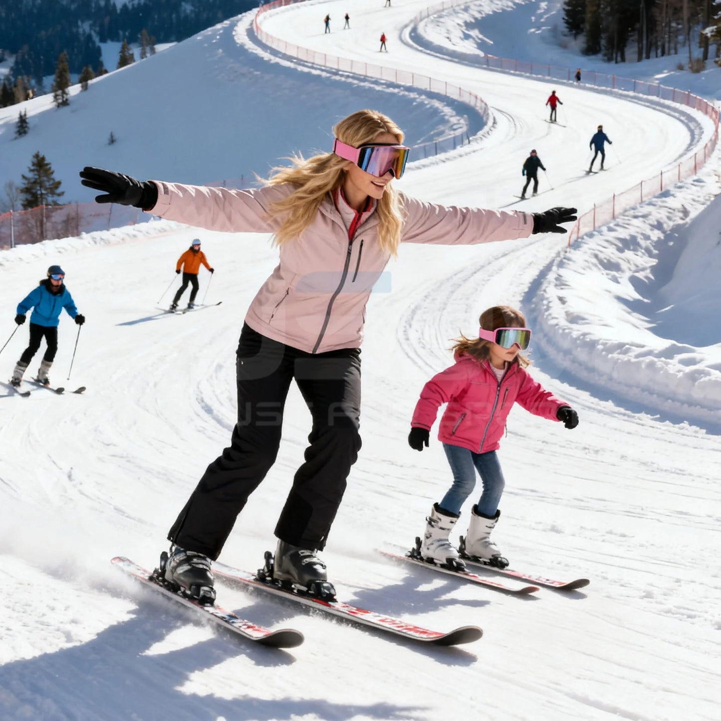 JSJM New Adults +Kids Professional Anti-Fog Ski Goggles Snowboard Goggles UV400 Double Layers Skiing Glasses XMAS New Year Gifts