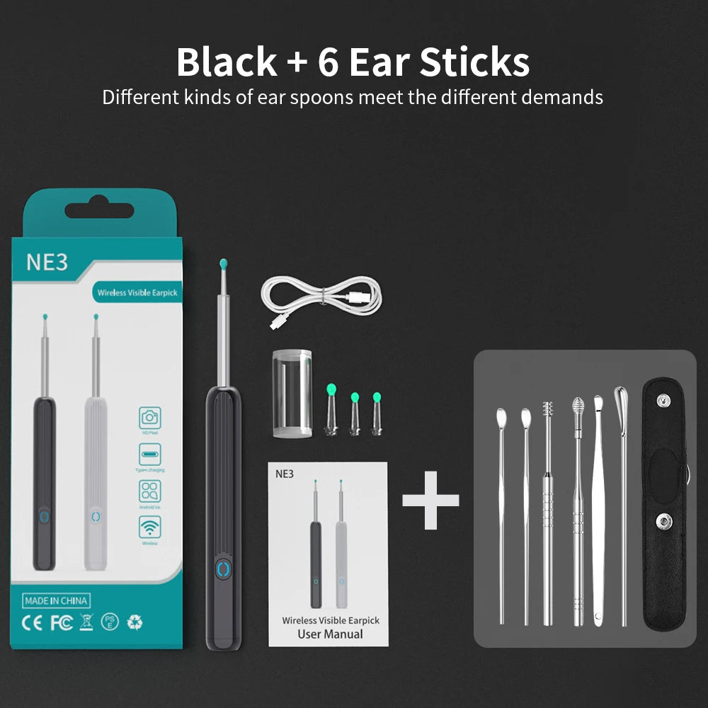 NE3 Smart Ear Cleaner with HD Camera - Professional Ear Wax Removal Tool with LED Light