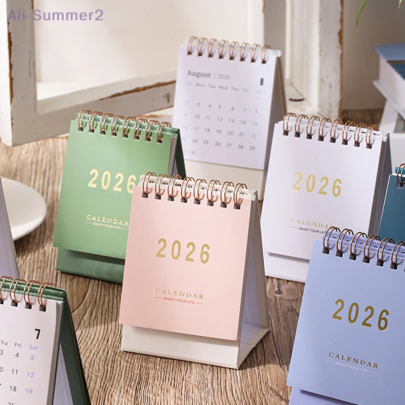 2026 Simple Calendar Small Desk Calendar Creative Coil Calendar Planner Desktop Decoration Office Stationery