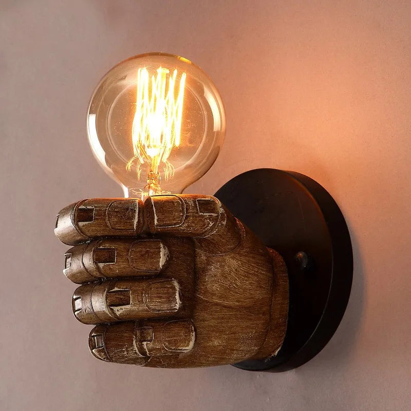 Premium Nordic Retro Fist Wall Lamp - Resin Hand Sconce Fixture