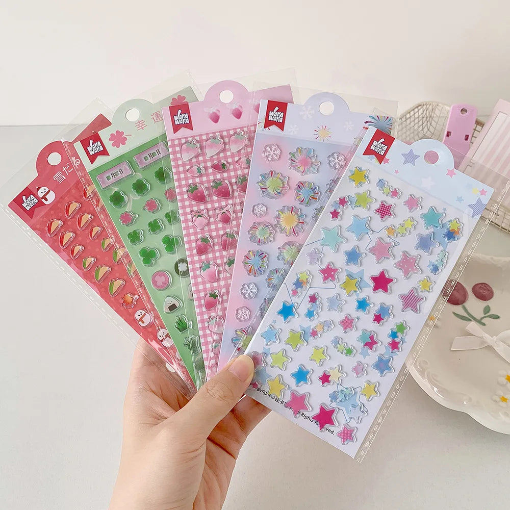 INS Style Cute Epoxy Strawberry Stationery Stickers Journal Stickers DIY Journal Decorative Sticker Phone Case Material Stickers