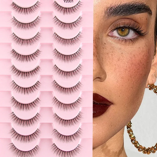 3/10Pairs Full False Eyelashes Natural Mink Lashes Dramatic Faux Cils Volume Eyelash Extension Fluffy Fake Eyelashes Makeup Tool