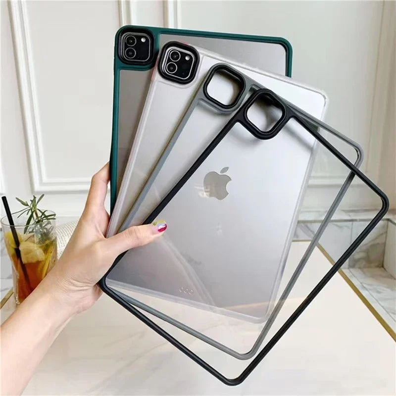 For Apple iPad Air 4 5 Pro 10.2 11 12.9 13 MINI 6 7 8 9 10 Clear Transparent Coque Case Sleeve Silicone Shockproof Hard Cover