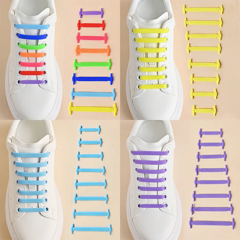 Premium Silicone No-Tie Shoelaces - 16-Piece Elastic Lazy Laces Set