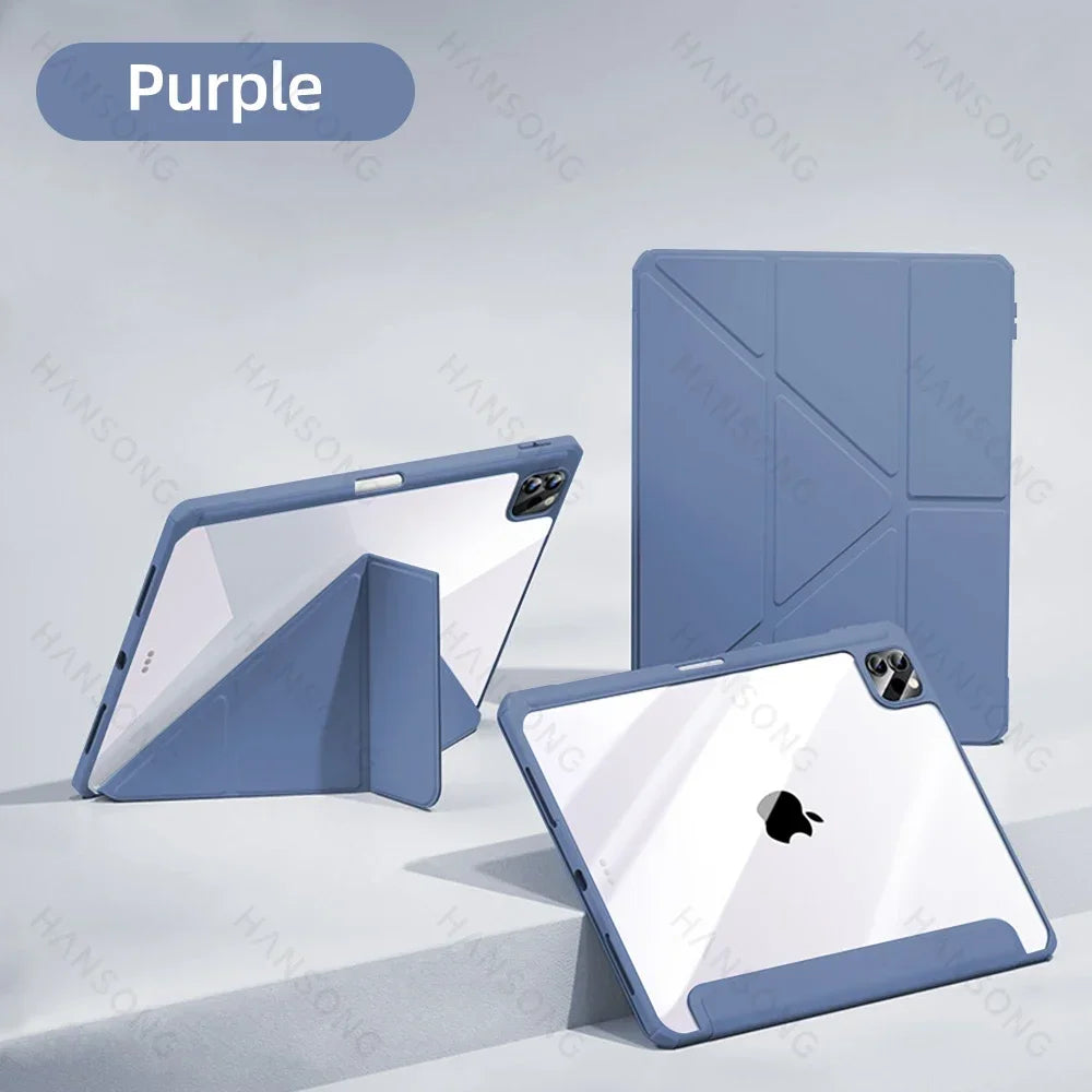 For iPad Air 11 M2 Case For 2024 Air 13 M2 Pro 11 13 M4 for 10th Gen Air 4 5 10.2 7 8 9th Pro 11 12.9 Mini 6 Acrylic Smart Case