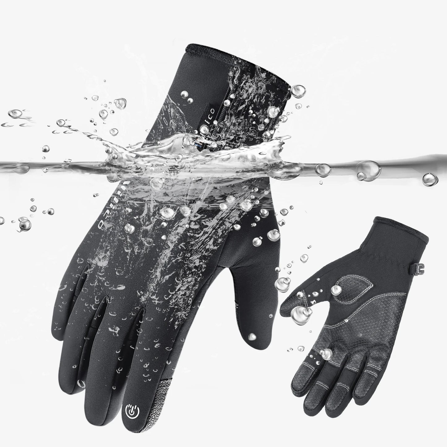 Outdoor Winter Cycling Skiing Gloves Black Waterproof Warm Touchscreen Anti-slip Mountaineering Motorcycle Ski Gloves