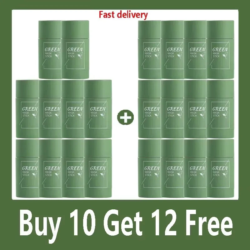 Green Tea Eggplant Solid Mask Deep Cleansing Oil Control Balance Antioxidan Shrink Pores Remove Blackheads Refreshing Mud Mask