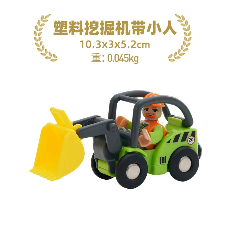 Wooden Train Track Plastic car wash Police Office Fire Department Scene Simulation Play Wooden Railway Track Car toys