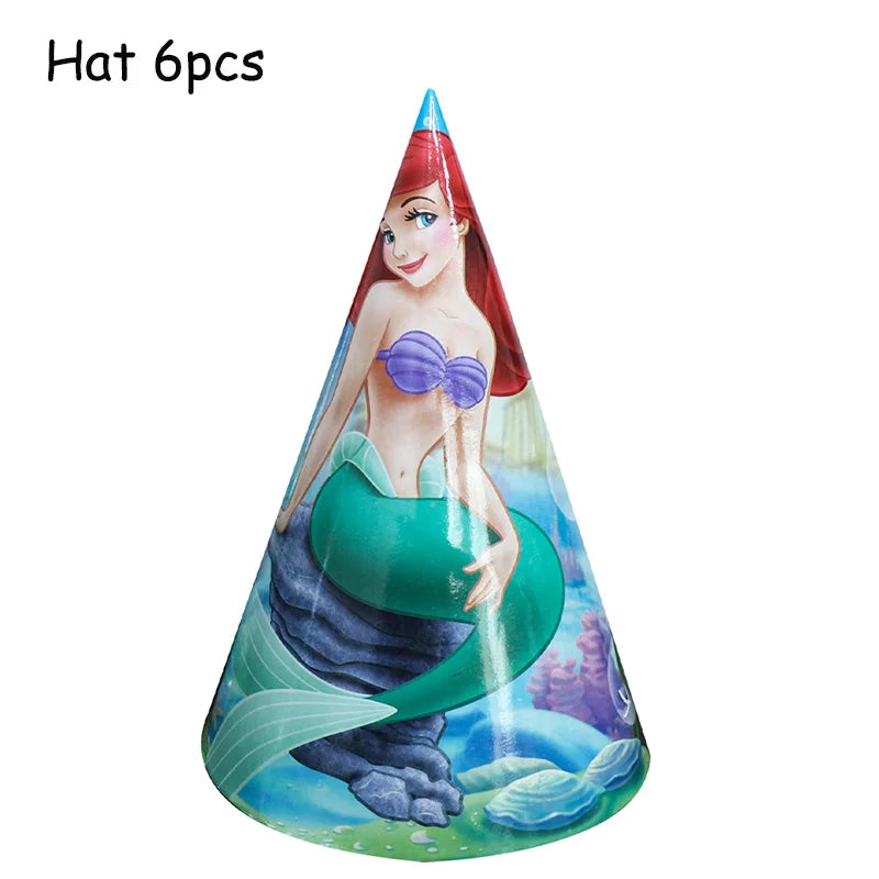 Disney Little Mermaid Theme Girl Kids First Birthday Party Decoration Disposable Tableware Plate Napkins Banner Ariel Backdrops
