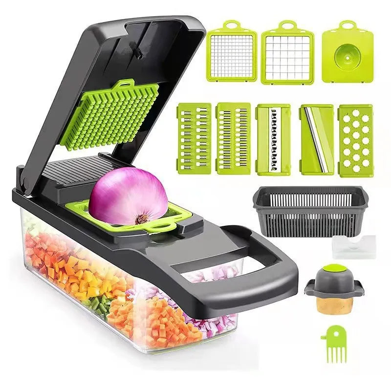 14-Piece Multifunctional Vegetable Grater and Slicer Set - Kitchen Shredding Tool