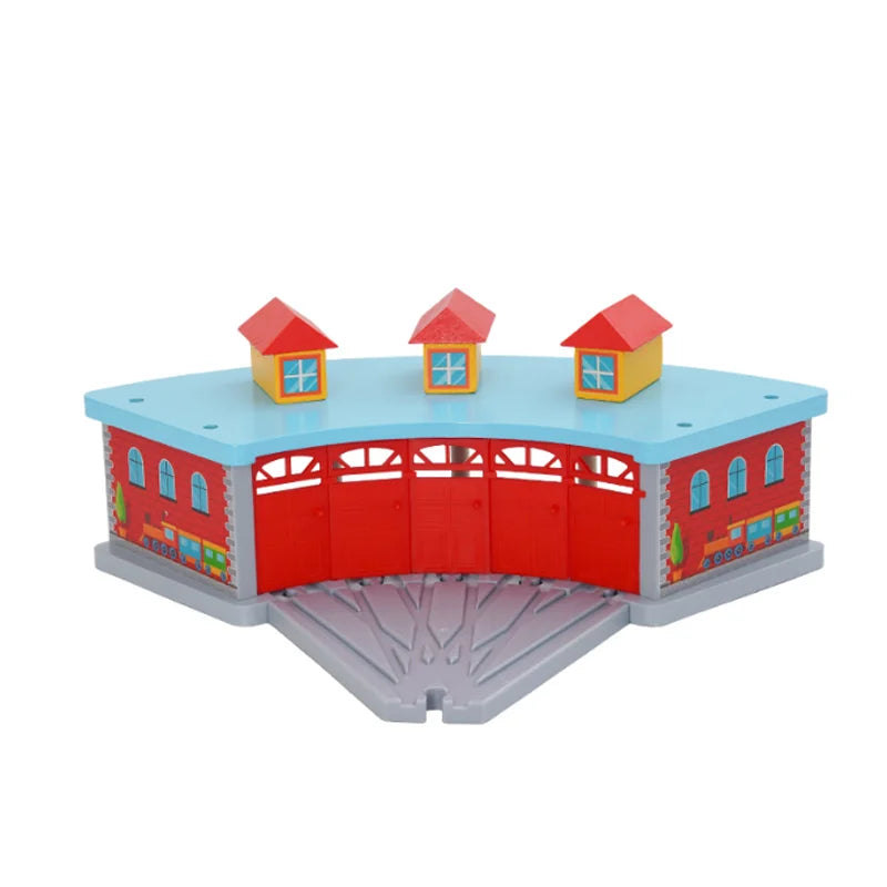 Wooden Train Track Accessories Garage Series Track Scene Toy For Children Fit All Brands Railway Christmas Gift For Toddler