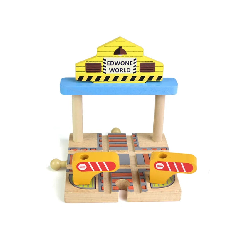 Wooden Train Track Accessories Roadblocks Station Scene Educational Toy For Kids Compatible with Thomas Wooden Railway System