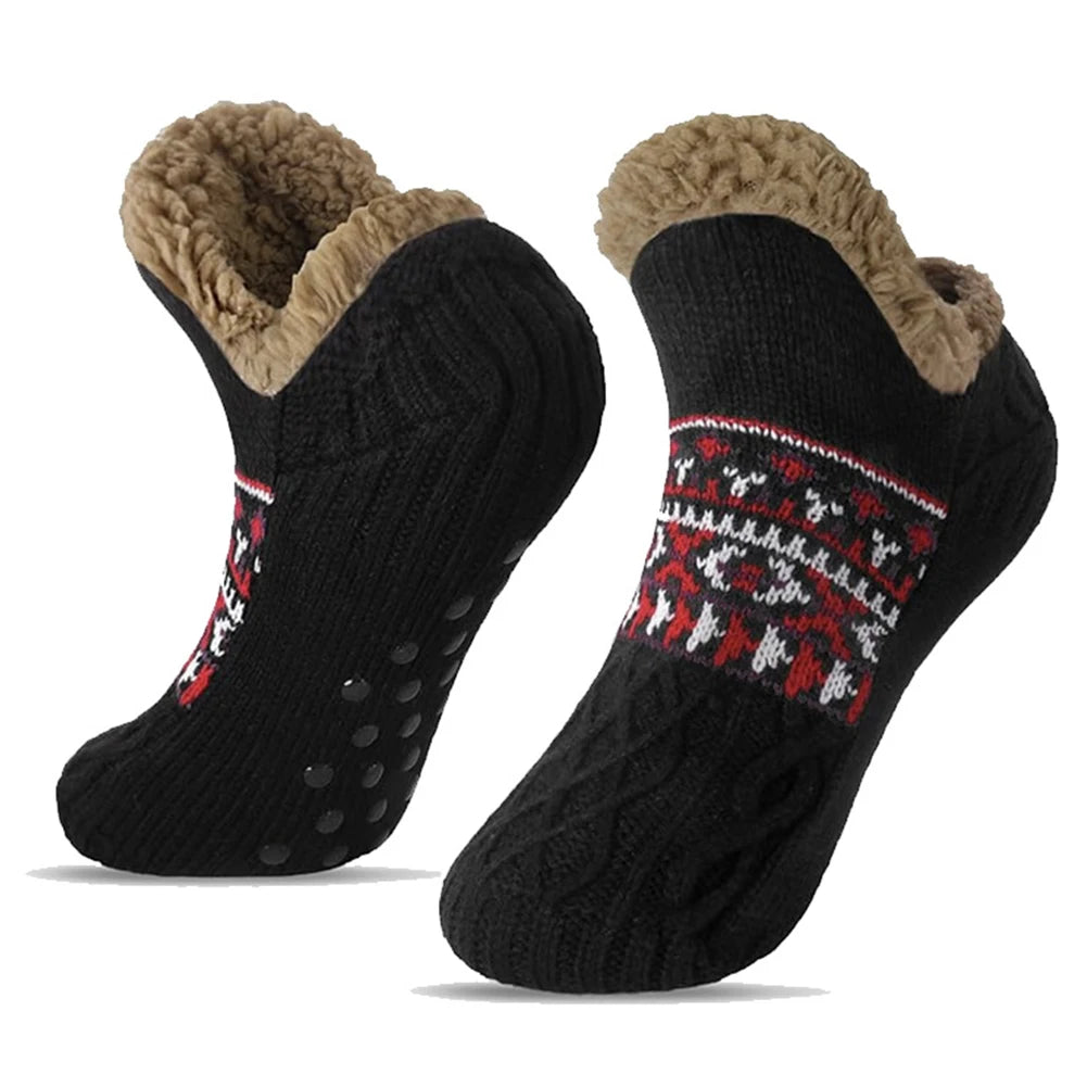 Men Women Winter Indoor Home Slippers Socks Non Slip Carpet Sock Warm Bedroom Sleeping Sock Soft for Christmas