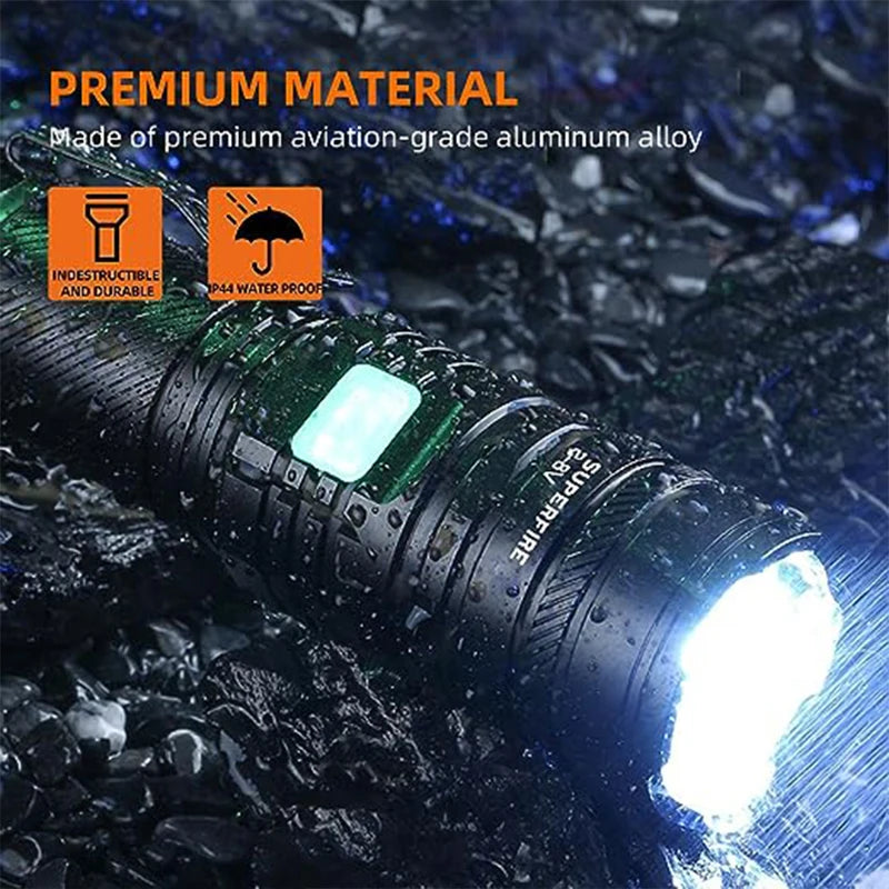 Premium 36W High Power LED Flashlight - Waterproof Tactical Torch with USB-C