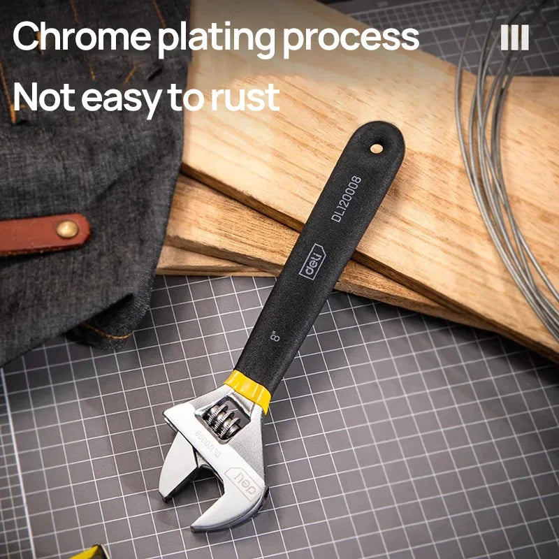 Premium Deli Adjustable Wrench - Carbon Steel Universal Spanner Tool