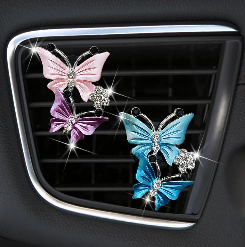 Premium Butterfly Car Air Freshener - Crystal Vent Clip Perfume
