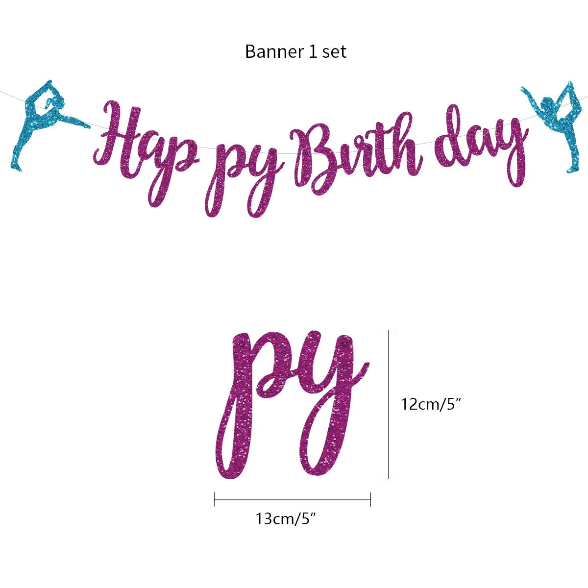 Gymnastics Theme Birthday Party Decoration Balloons Happy Birthday Banner Cake Topper Set Girl Sports Party Decoration Supplies