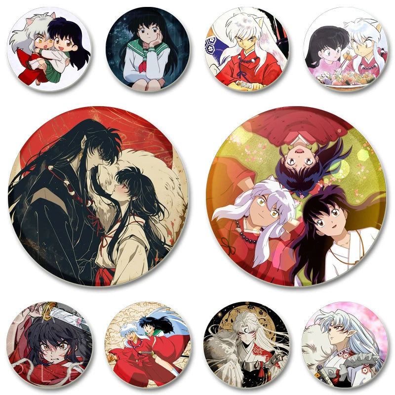Comic Brooches about Sesshomaru and Rin,Cosplay Cartoon Badge Handmade Cute Enamel Pins for Backpack Clothes Collar Accessories