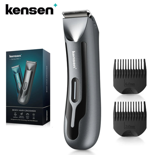 Kensen S10 Electric Body Hair Trimmer for Men Body Groomer Bikini Waterproof Hair Shaver Replaceable Ceramic Blade Head Clipper