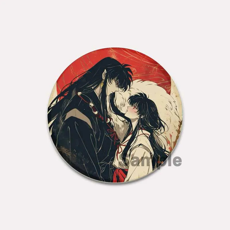 Comic Brooches about Sesshomaru and Rin,Cosplay Cartoon Badge Handmade Cute Enamel Pins for Backpack Clothes Collar Accessories