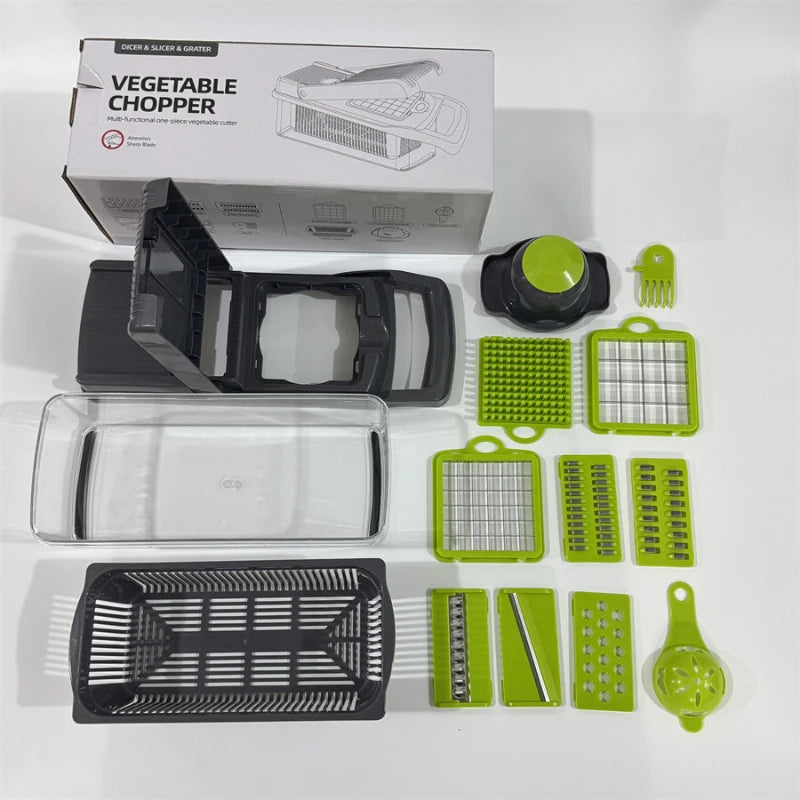 14-Piece Multifunctional Vegetable Grater and Slicer Set - Kitchen Shredding Tool